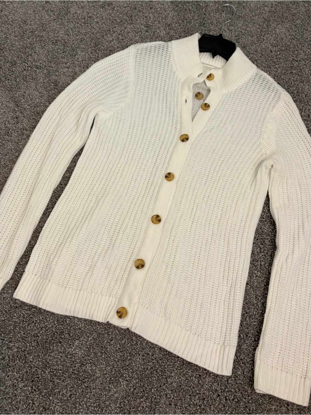 Blair Ribbed Knit White Cardigan Sweater Sz Medium